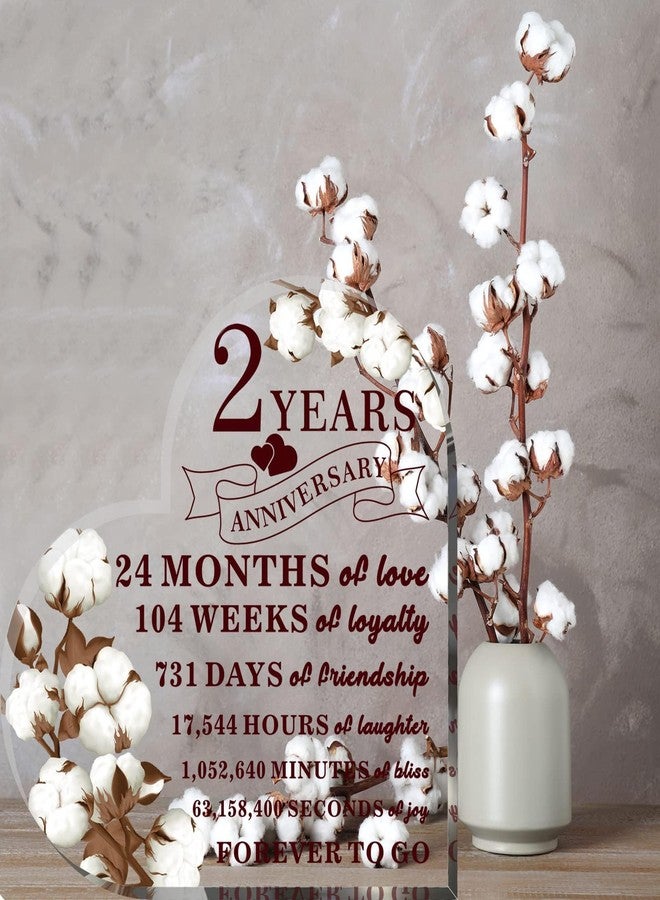 YLOLUL 2 Years Anniversary Decor for Him Her Cotton Flower Drawing Print Acrylic Gift 2nd Anniversary Wedding Paperweight Traditional Second Year Marriage for Wife Husband Lover (Cotton Flower) - Image 5